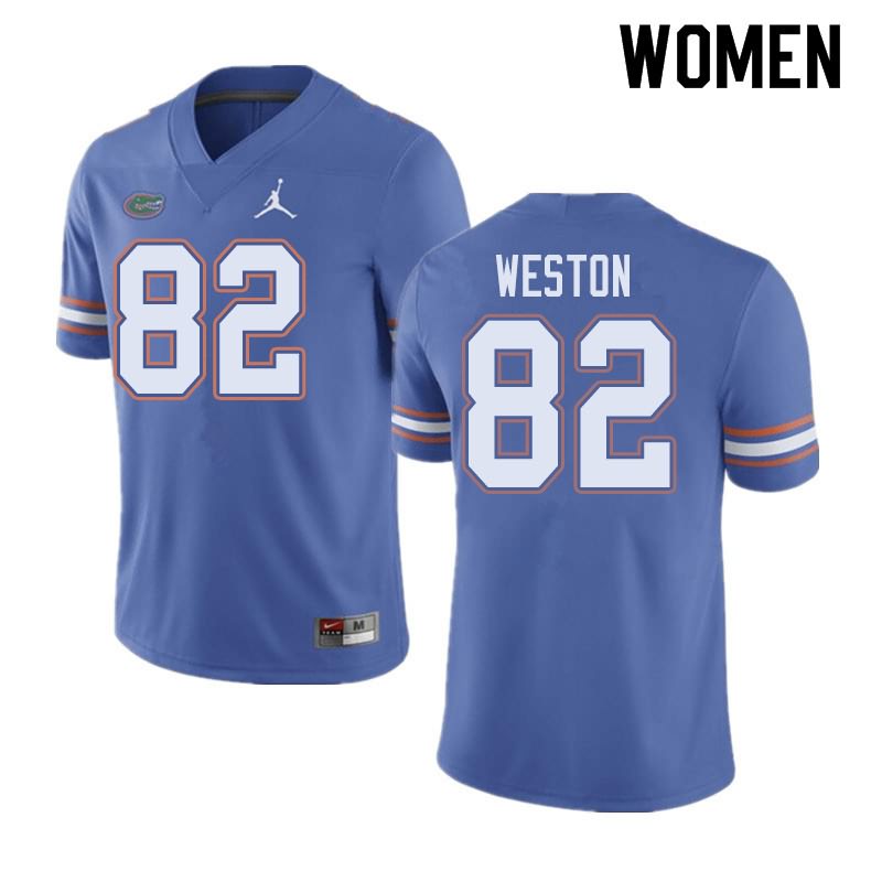 NCAA Florida Gators Ja'Markis Weston Women's #82 Jordan Brand Blue Stitched Authentic College Football Jersey ITK1364CG